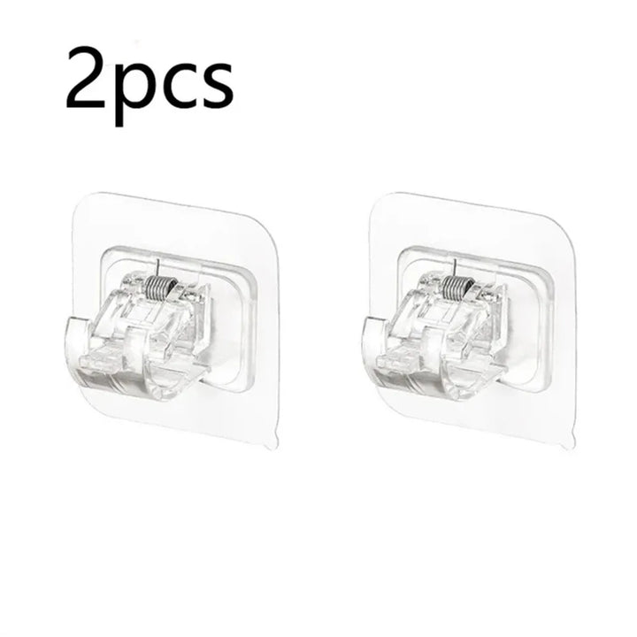 Set of 2/4/8 Self Adhesive Hooks Punch-free Curtain Rod Clip Hook Window Curtains Wall Hanging Holder Household Clamp Fixed Clip