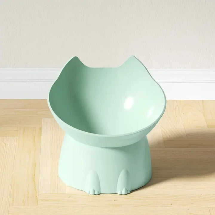 1 Pc WhiskerWare Elevated Cat Bowl, Anti-Tip Plastic Raised Pet Feeding Dish with Tilted Edge, Neck Protection Kitty Food