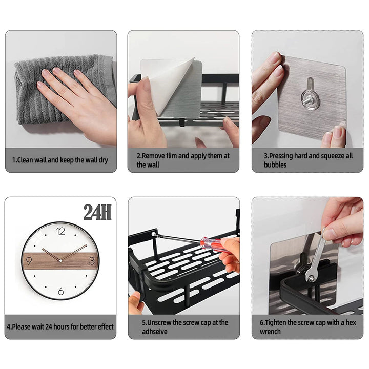 High Quality Wall Mounted Rectangular Rack Bathroom Storage Rack Towel Rack Wall Shower Shampoo Rack Drill Free Rack Tripod