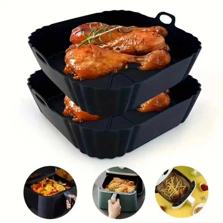 1 Pc Reusable Silicone Air Fryer Liner - Non-Stick, Heat Resistant Foldable Baking Mat