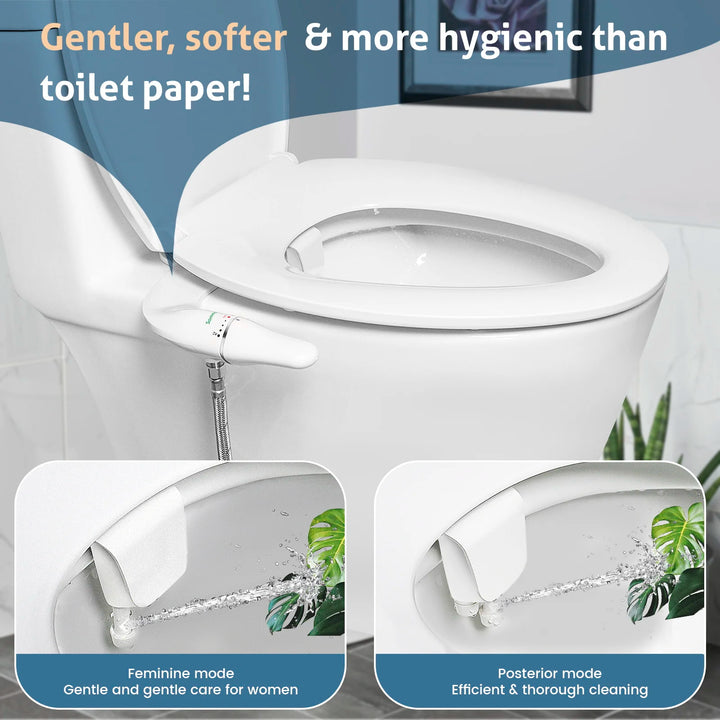 SAMODRA Ultra Slim Bidet Attachment for Toilet Seat - Dual Nozzle, Adjustable Water Pressure, Non-Electric Ass Sprayer