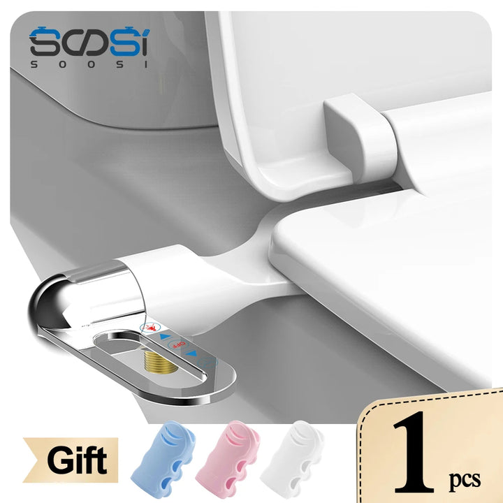 SOOSI New Bidet Attachment Ultra-Slim Toilet Seat Double Nozzle Spiral Adjustable Water Pressure Non-Electric Ass Sprayer