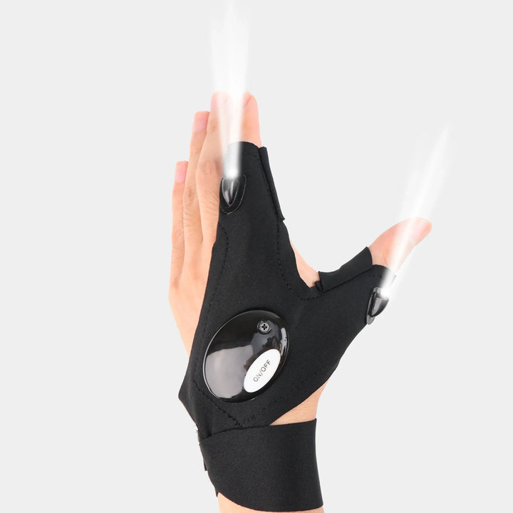 Guante LED de medio dedo para hombres y mujeres, impermeable para exteriores, pesca nocturna, cebo, ciclismo, running, linterna, guantes sin dedos duraderos.