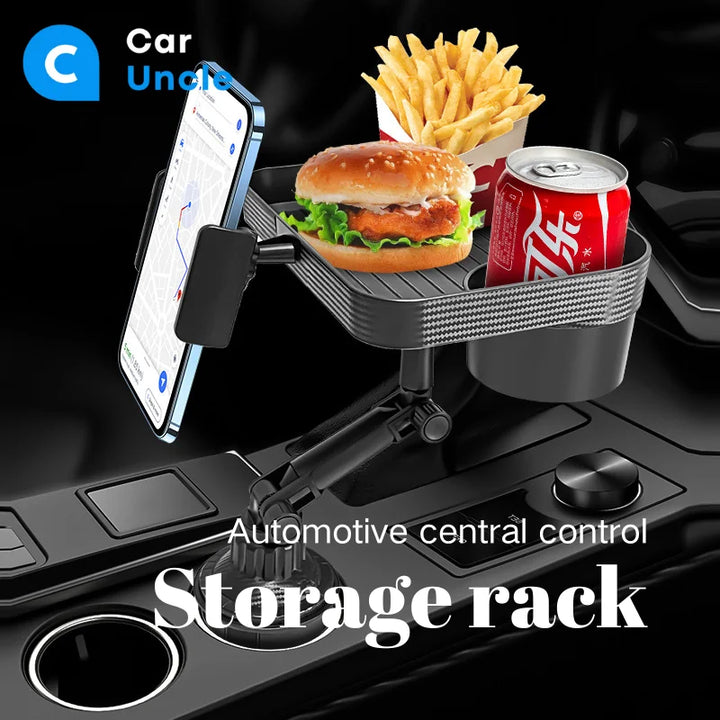 Car Cup Phone Holder Stand Mount Tray 360 Degree Rotation Table Slot Food Organized Adjustable Drink Accesories