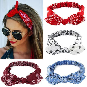 Nuevas diademas bohemias suaves y lisas con estampado Vintage con nudo cruzado, diademas elásticas, pañuelos de turbante, diademas para niñas, accesorios para el cabello