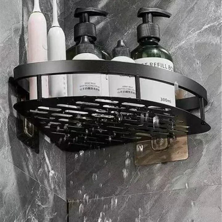 Organizzatore di stoccaggio Mensola per doccia Mensola per bagno Porta shampoo in lega di alluminio Accessori per il bagno per il trucco Mensola angolare a parete senza trapano