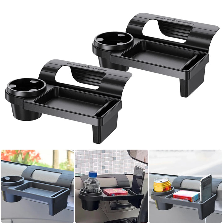 Caja organizadora múltiple para coche con portavasos, soporte para teléfono, puerta automática, ventanas, estante de almacenamiento colgante, accesorios para coche y camión, paquete de 1/2