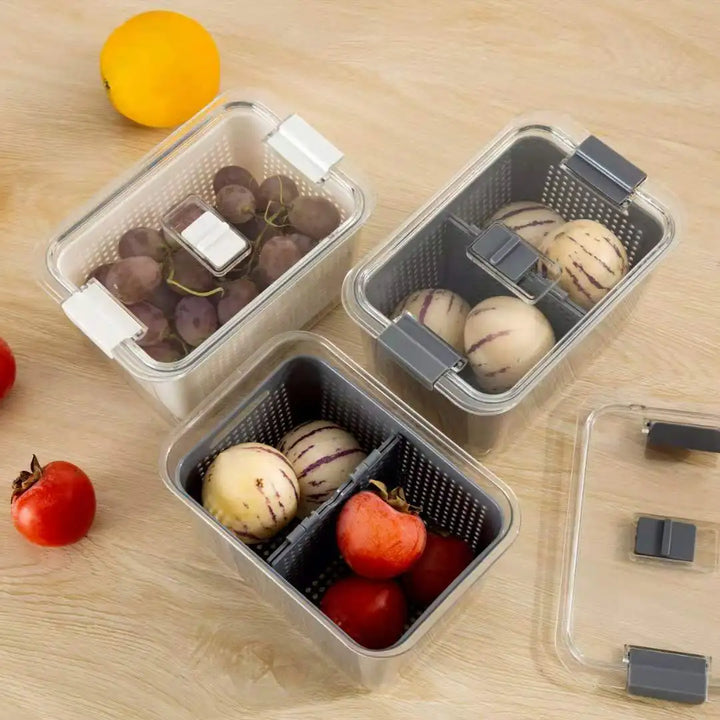 Caja de almacenamiento para conservación de refrigerador, escurridor, contenedores de almacenamiento, caja sellada, caja de drenaje de calidad alimentaria para verduras y frutas