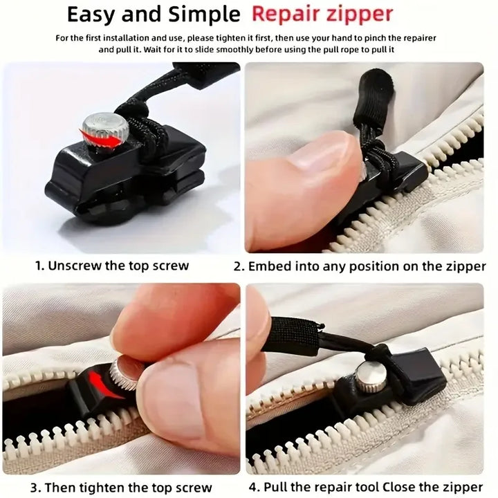 5 Pcs Zipper Repair Kit - Detachable Zipper Pulls for Bags, Coats, Clothes, Shoes, No Tools Needed, Replacement Zipper Heads