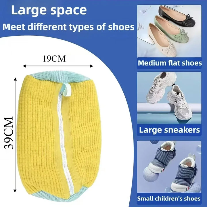 Durable Shoe Washing Machine Bag for All Shoe Types with Zipper for Sneakers and Casual Shoes Laundry  Reusable Shoe Wash Bag
