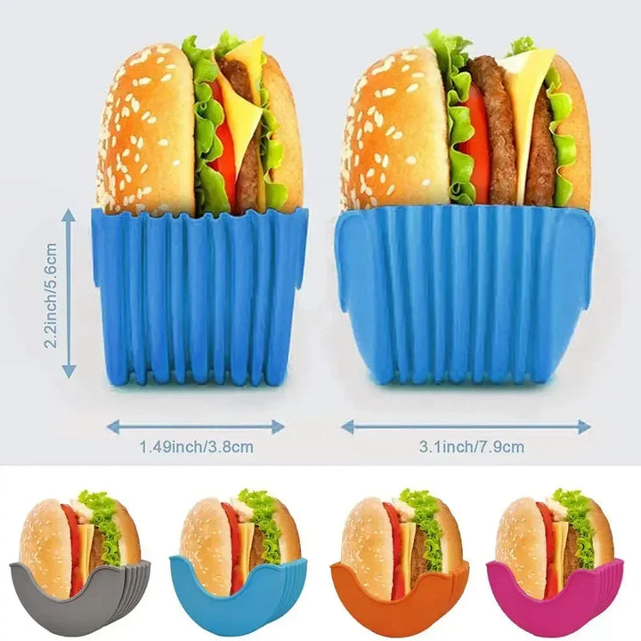 Porta hamburger riutilizzabile Gadget utili Cornice in silicone Porta attrezzi per hamburger Scaffale Portaoggetti da cucina Organizzatore Strumenti Sala da pranzo Bar casa