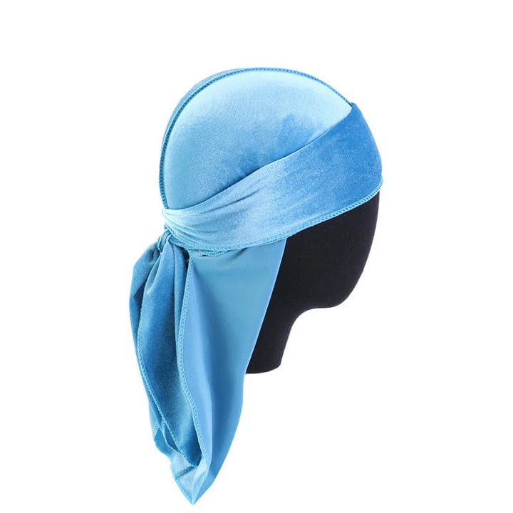 New Unisex Velvet Durags Bandana Turban Hat Men Women Breathable Long Tail Pirate Hats Cap Hip Hop Headband