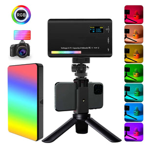 LED RGB Luce Video Fotografia Riempimento Fotocamera Pannello di illuminazione CRI95 + 2500-9000K Con supporto Phoe per Vlog Live Streaming DSLR