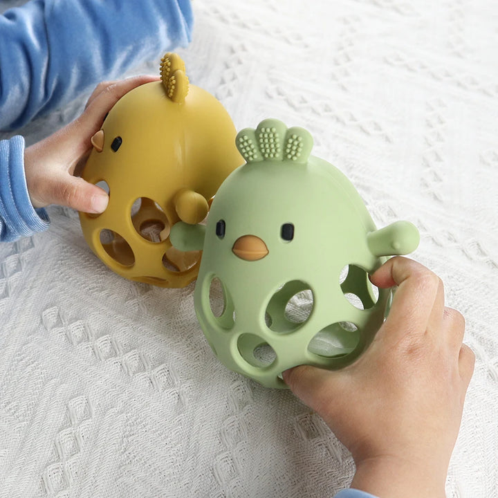 1 Pc Baby Silicone Teether Toys Cartoon Chick Shape Baby Toys Hollow Out Baby Care Equipment Chewing Training Baby Products