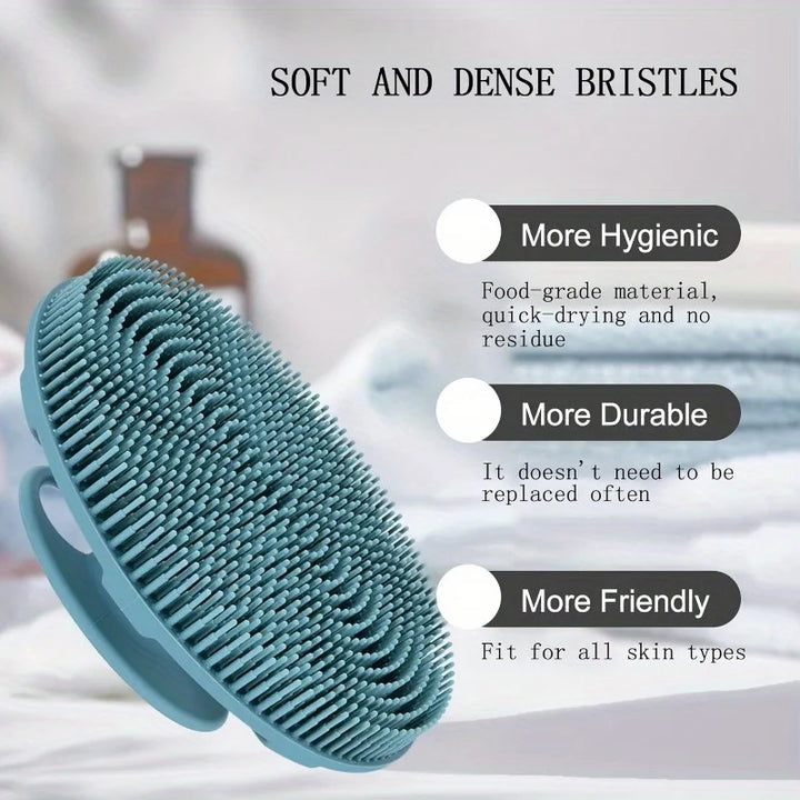 Soft Silicone Body Scrubber Shampoo Brush Handheld Shower Cleansing Brushes Exfoliating Bath Brush Head Massager Bathing Tools