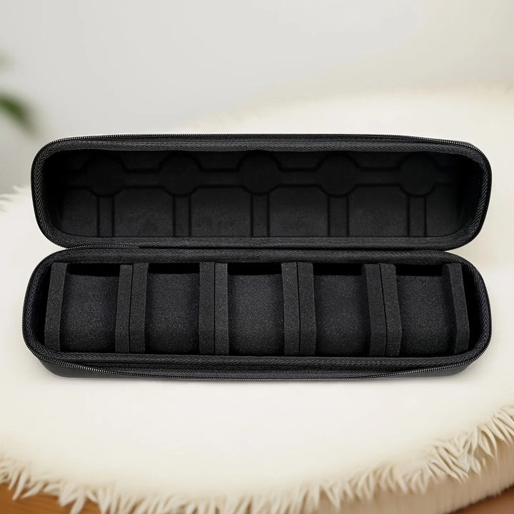 5-Grid Hard Shell Watch Organizer - Portable Travel Case with Pillow Liner, Gift-ready Black Storage Box for Smart Watch