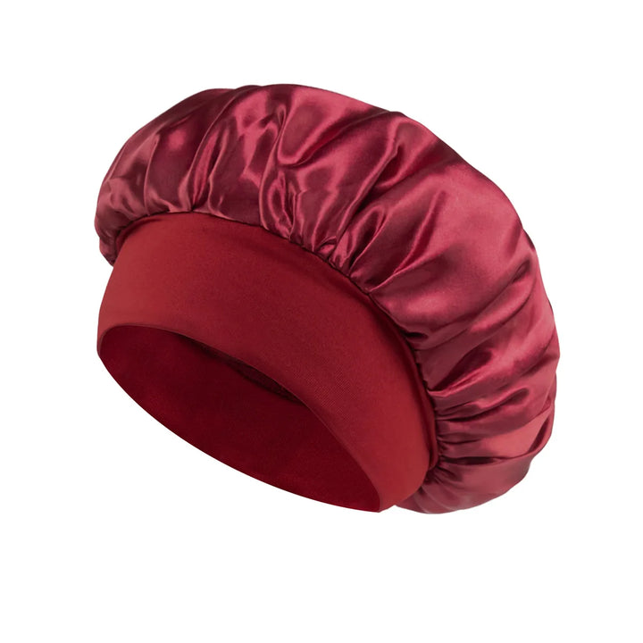 1 Pc Soft Silk Satin Lined Bonnet Large Satin Hair Bonnet Household Sleep Shower Cap Hair Wrap Cover for Long Hair Salon Tool