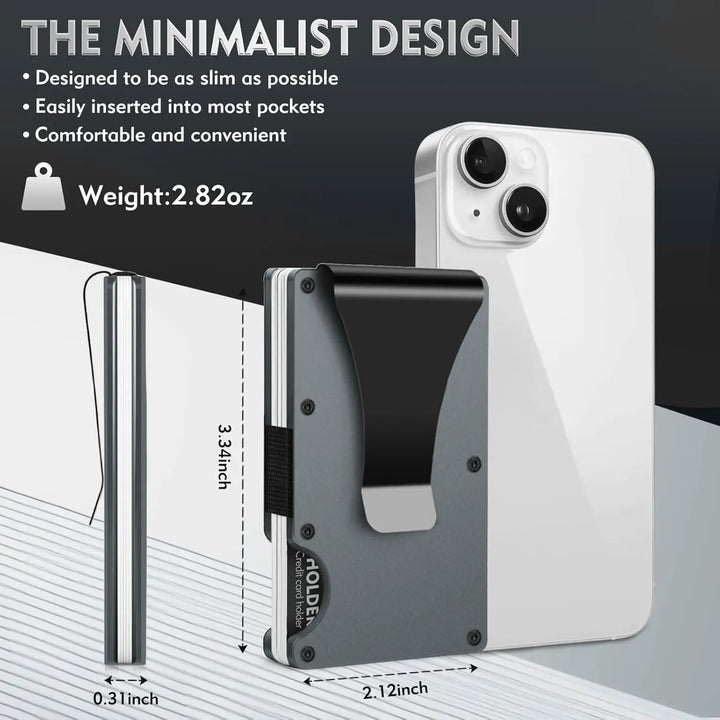 Minimalist Wallet for Men & Women Slim RFID Wallet, Scratch Resistant, Credit Card Holder & Money Clip, Easily Removable Money