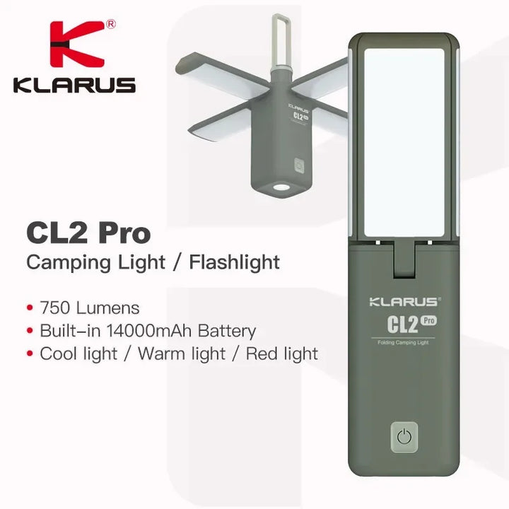 New KLARUS CL2 Pro LED Flashlight Super Large Capacity Camping Lights with 14000mAh Powerbank for Self Defense Emergency Lights