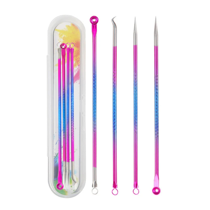 4 Pcs Acne Blackhead Comedone Black Spot Pimple Blemish Remover Skin Care Women Beauty Acne Treatment Pore Cleanser Needle Hook