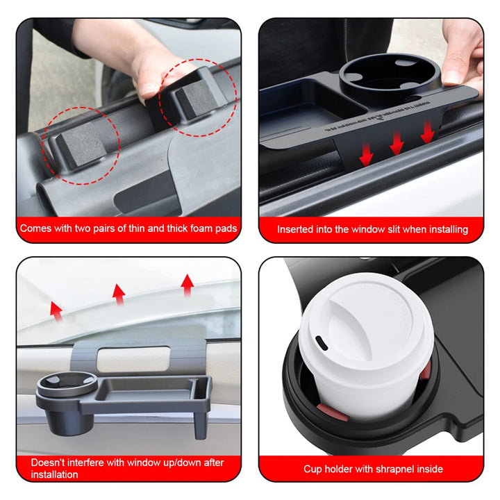 Caja organizadora múltiple para coche con portavasos, soporte para teléfono, puerta automática, ventanas, estante de almacenamiento colgante, accesorios para coche y camión, paquete de 1/2