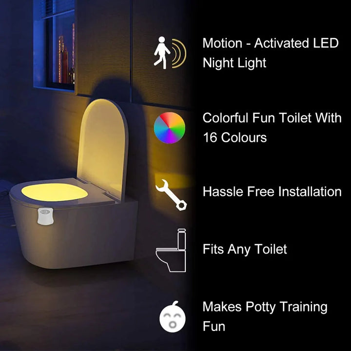 Mini Kawayi Luce di rilevamento a infrarossi umani Luce notturna a LED Stick Wc 16/8 Colori Bagno Luce notturna colorata con rilevamento del movimento