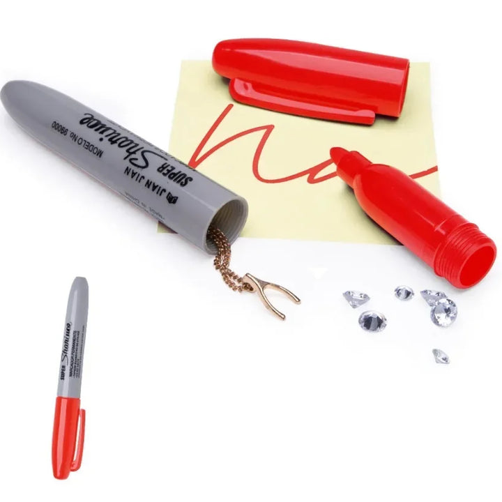 Creative Fake Red Black Marker Pen Hidden Compartment Sight Diversion Safe For Home Office Hide Necklace Money Small Valuables