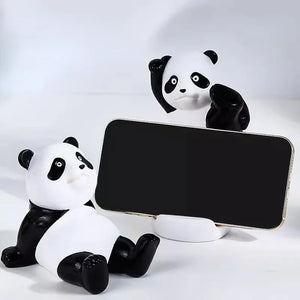 Estatuetas de panda para interior Suporte universal para celular Suporte moderno para celular Escultura de resina Estátua Decoração para mesa de escritório em casa