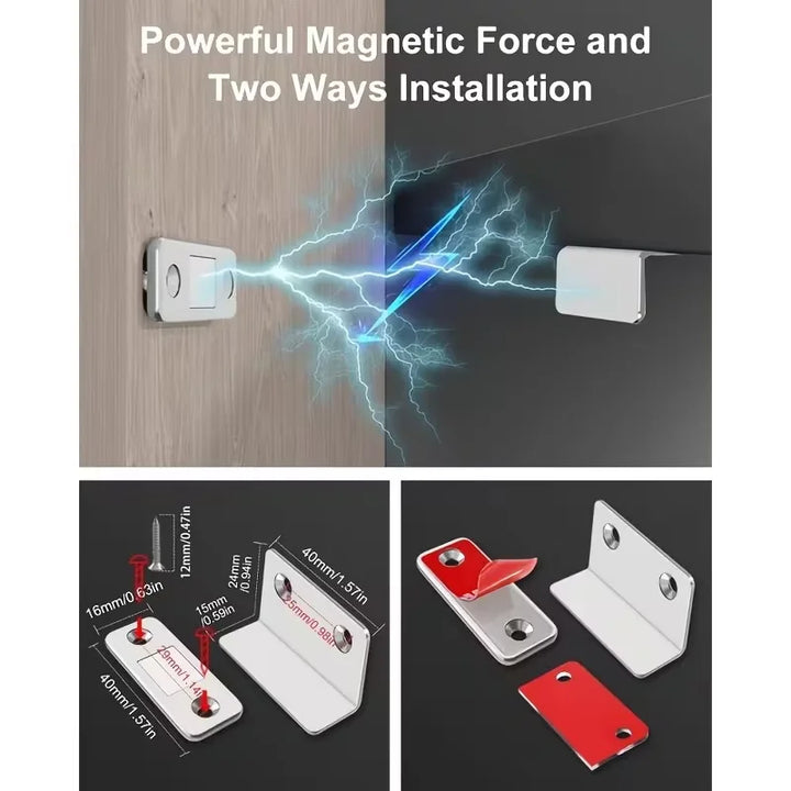2PCS Alloy Magnetic Door Latches, Invisible Strong Hold & Drill-Free Installation for Cabinets, Wardrobes, Sliding Doors