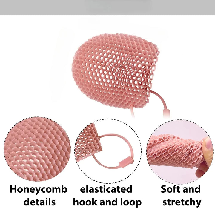 Honeycomb Exfoliating Shower Finger Caps, available in multiple colors, cleanses the skin and is safe, breathable and odorless.