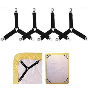 4 Pcs/lot Bed Sheet Fasteners Holder Gadgets for Bed Sheet Organizer Mattress Cover Clip For Home Elastic Straps Adjustable Clips