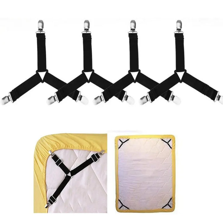 4 Pcs/lot Bed Sheet Fasteners Holder Gadgets for Bed Sheet Organizer Mattress Cover Clip For Home Elastic Straps Adjustable Clips