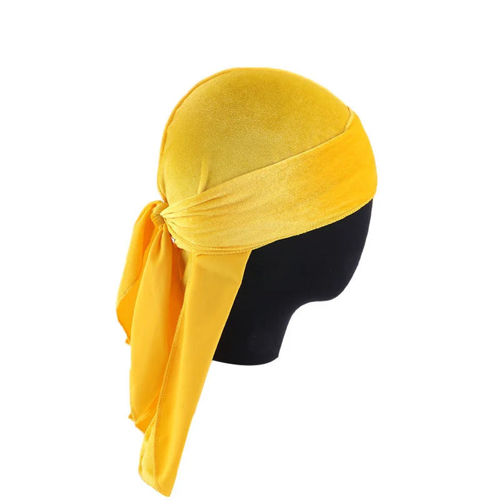 New Unisex Velvet Durags Bandana Turban Hat Men Women Breathable Long Tail Pirate Hats Cap Hip Hop Headband