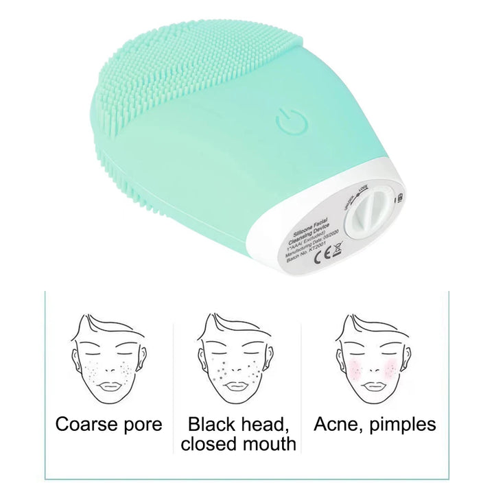 Limpador facial elétrico doméstico, lavador facial à prova d'água de silicone com bateria, para homens e mulheres, cravo, limpador de chifre