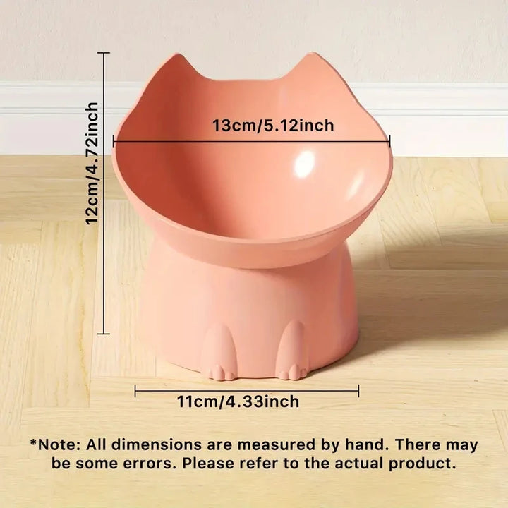 1 Pc WhiskerWare Elevated Cat Bowl, Anti-Tip Plastic Raised Pet Feeding Dish with Tilted Edge, Neck Protection Kitty Food