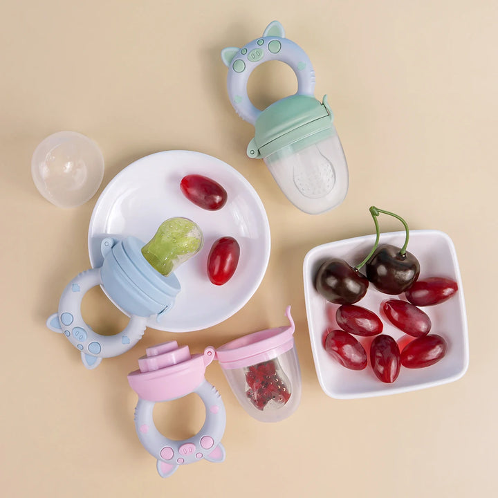 TYRY.HU 4 Pcs/set Silicone Fruit & Vegetable Feeder for Infants and Toddlers 6-36 months Food Grade Teething & Feeding Pacifier