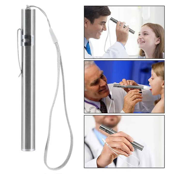 Mini Torcia Medica Portatile a LED con Ricarica USB per Dentisti e Infermieri con Clip in Acciaio Inossidabile