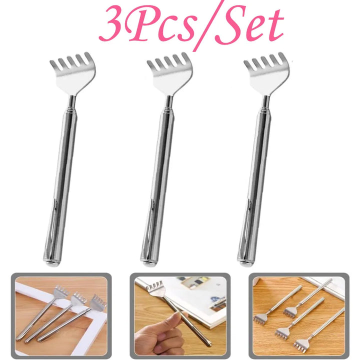 silvery Telescopic Back Scratcher, Portable Extendable Stainless Steel Scratchers for Men Women, Mothers Gifts,Gifts For Men,G