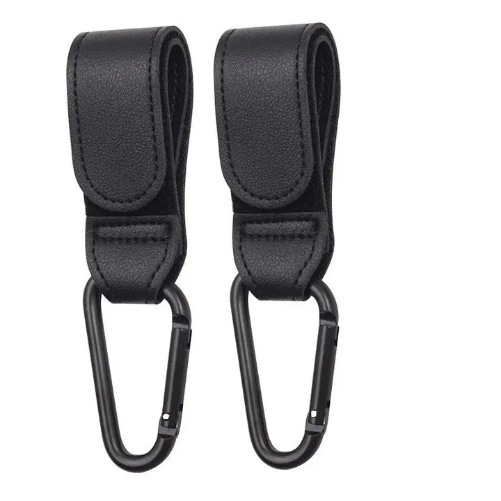 2 Pcs Leather Cart Hooks Baby Stroller Hook PU Adjustable Pram Hook Organizer Diaper Bag Hanger Children Travel Accessories