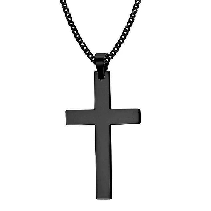 Trendy Stainless Steel Cross Pendant Necklace, Unisex Link Chain Design, Cool Punk Hip Hop Jewelry Gift for Boys and Girls.