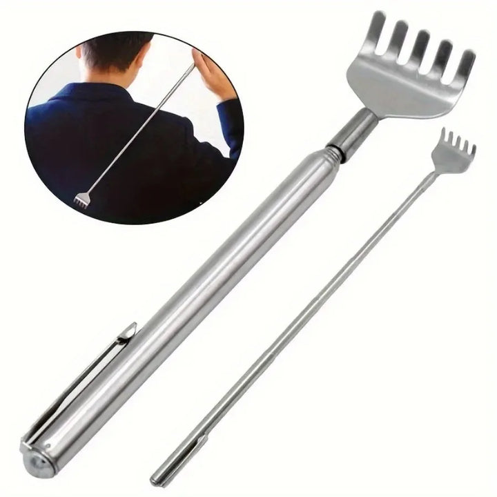 silvery Telescopic Back Scratcher, Portable Extendable Stainless Steel Scratchers for Men Women, Mothers Gifts,Gifts For Men,G