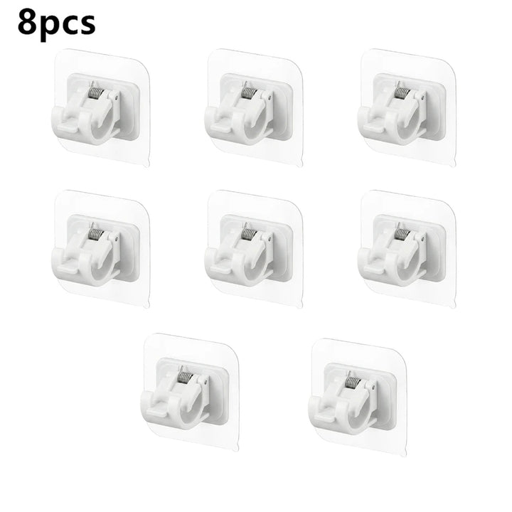 Set of 2/4/8 Self Adhesive Hooks Punch-free Curtain Rod Clip Hook Window Curtains Wall Hanging Holder Household Clamp Fixed Clip