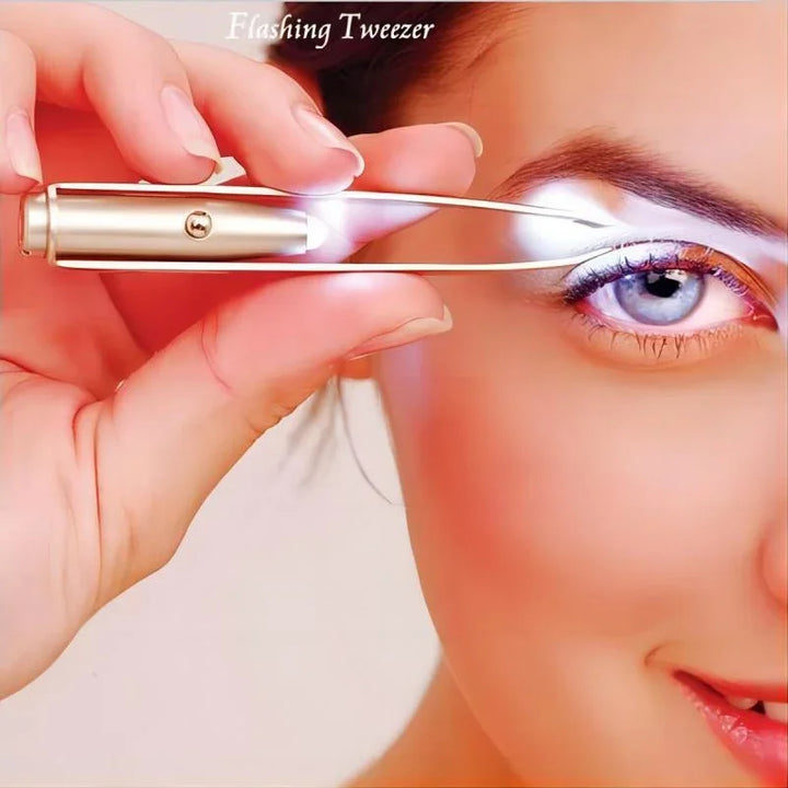 1 Pc Portable Stainless Steel Smart Design Eyebrow Hair Removal Tweezer With LED Light Makeup Tool