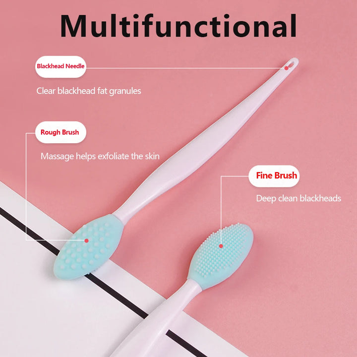 1 Pc/4 Pcs Beauty Skin Care Wash Face Silicone Brush Exfoliating Nose Clean Blackhead Removal Brushes Tools With Replacement Head