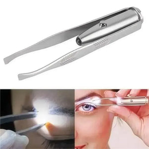 1 Pc Portable Stainless Steel Smart Design Eyebrow Hair Removal Tweezer With LED Light Makeup Tool