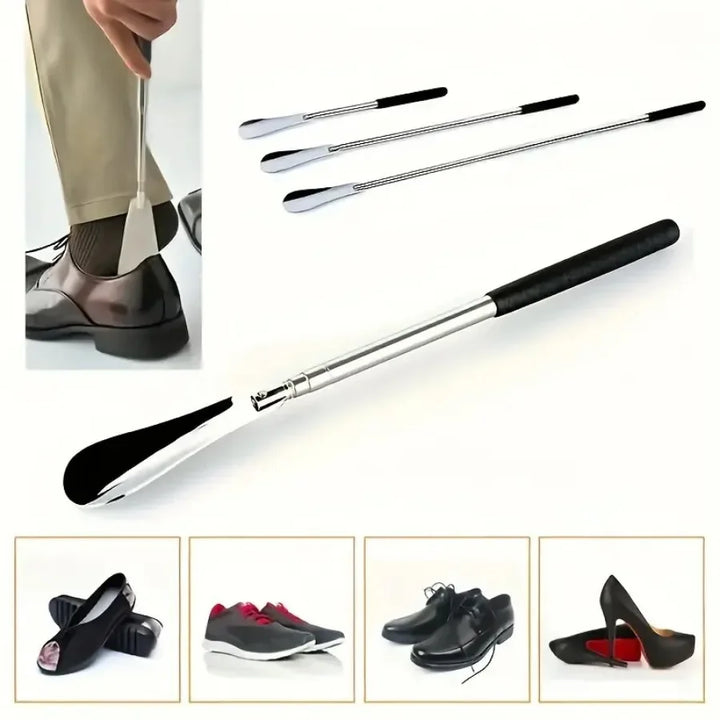 1 Pc retractable stainless steel elderly shoe puller, shoe assistant, suitable for both men and women, shoe horn