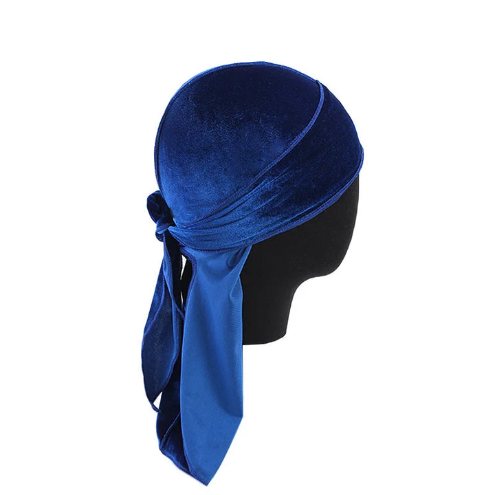 New Unisex Velvet Durags Bandana Turban Hat Men Women Breathable Long Tail Pirate Hats Cap Hip Hop Headband