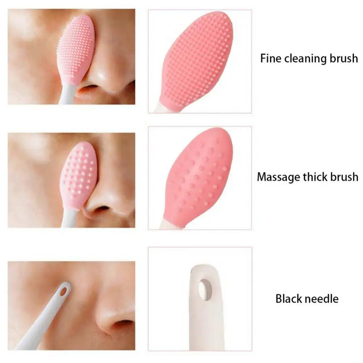 1 Pc/4 Pcs Beauty Skin Care Wash Face Silicone Brush Exfoliating Nose Clean Blackhead Removal Brushes Tools With Replacement Head