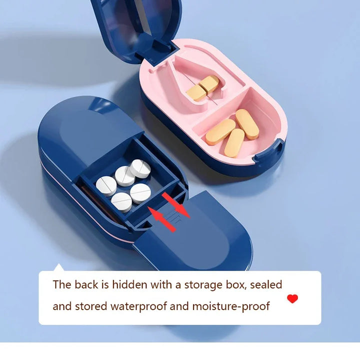 Portable Medicine Cutter Handy Tablet Quarter & Half Slicer with Storage Box - Easy Access Medicine Organizer Divider