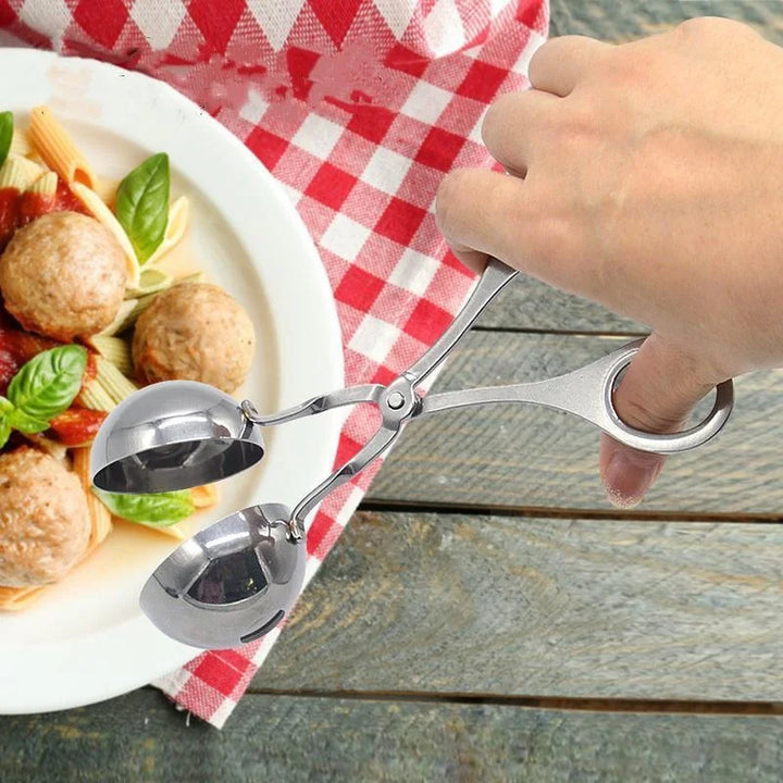 Strumento per creare polpette Clip in acciaio inossidabile Cucchiaio rotondo per modellare polpette di riso Stampo per polpette Gadget da cucina farcito antiaderente